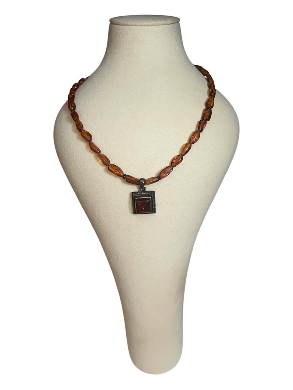 Faux light weight amber necklace